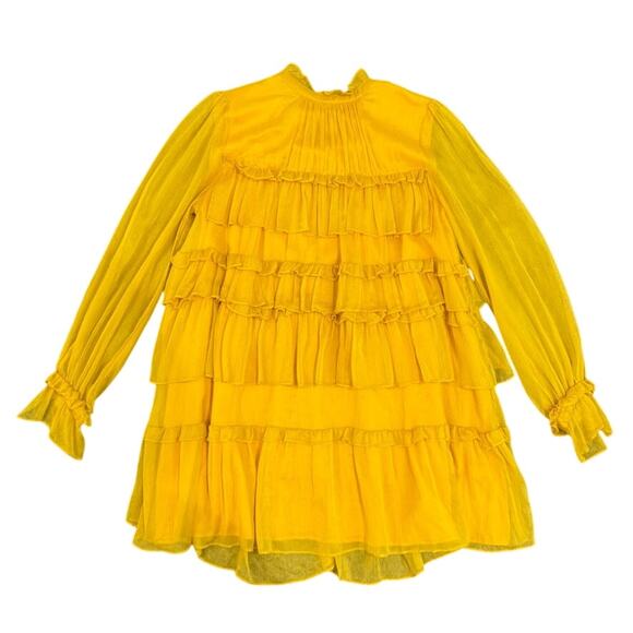Adam Lippes x RTR Tiered Ruffle Dress in Yellow, Size US 12 - Picture 4 of 7